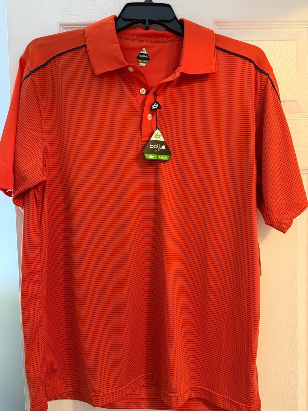 bolle Men’s Bright Orange Striped Performance Polo